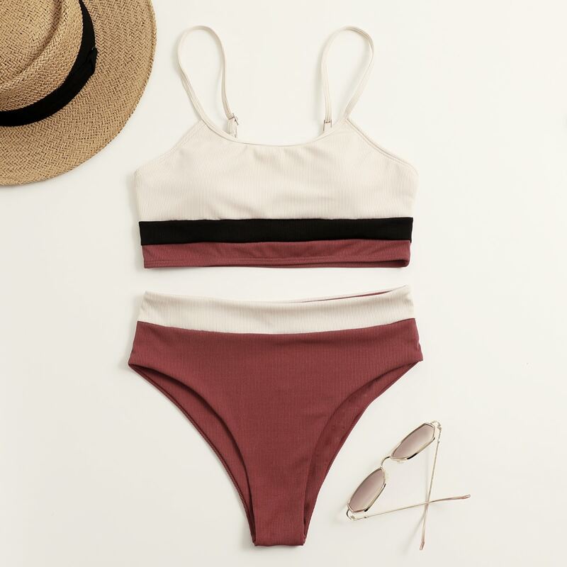 

Colorblock Cami Bikini Swimsuit, Multicolor