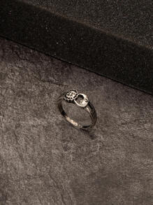 男士太陽紋理戒指 - 復古銀色 - 查看 1