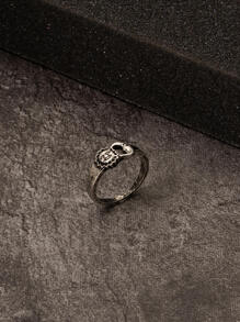 男士太陽紋理戒指 - 復古銀色 - 查看 2