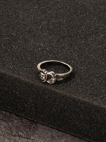 男士太陽紋理戒指 - 復古銀色 - 查看 3