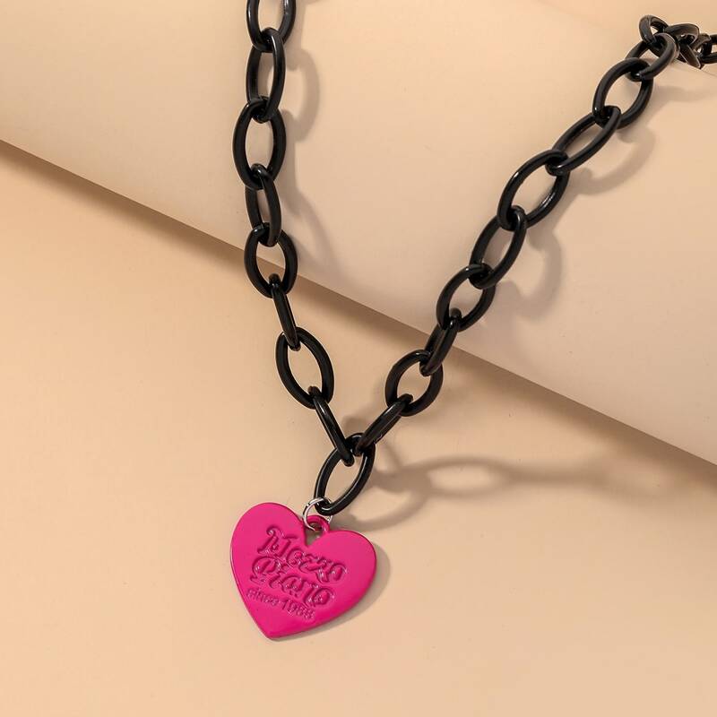 

Heart Charm Necklace, Multicolor