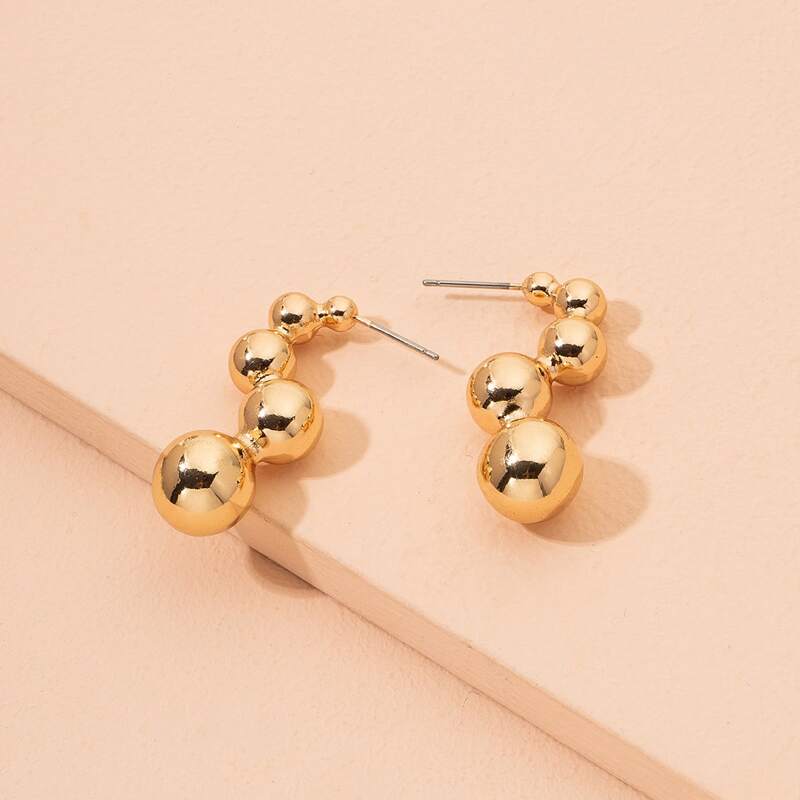 

Round Ball Decor Earrings, Gold