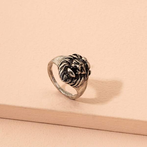 

Animal Head Decor Ring, Antique silver