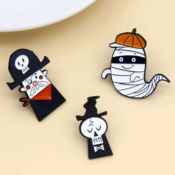 

3pcs Cartoon Design Brooch, Multicolor