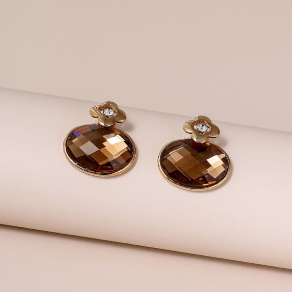 

Rhinestone Flower Stud Earrings, Gold