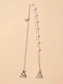 1對組珍珠串珠內衣肩帶 - 銀色 - 查看 2