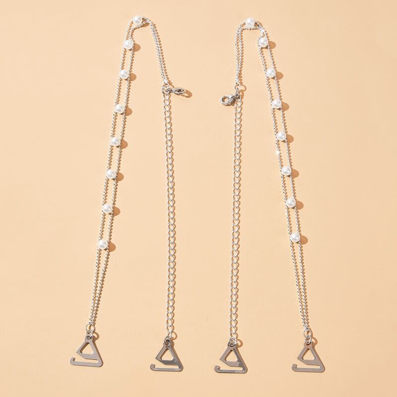 

1pair Pearl Beaded Bra Strap, Silver
