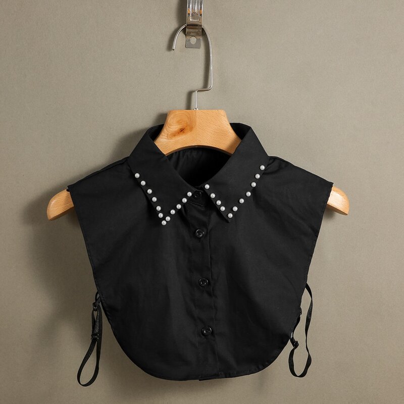

1pc Faux Pearl Dickey Collar, Black