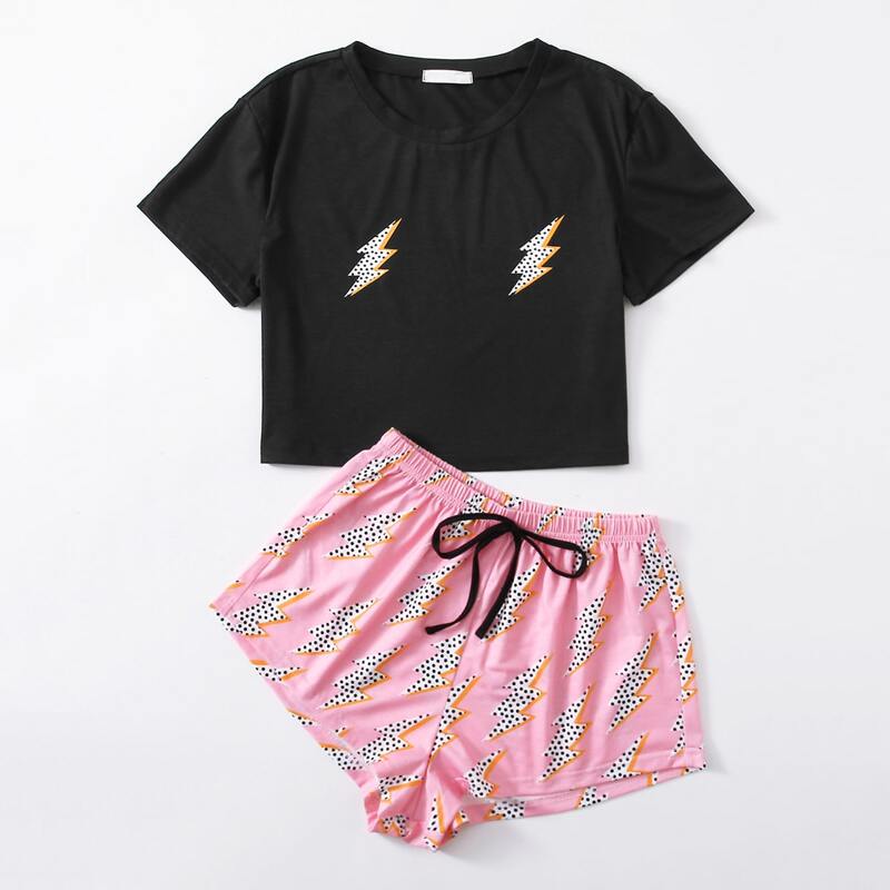 

Lightning Print PJ Set, Multicolor