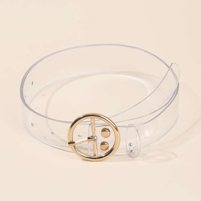 

Round Buckle Transparent Belt, Clear