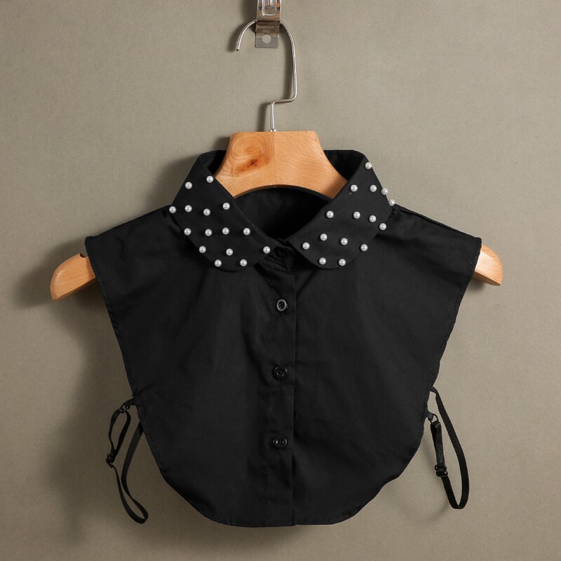 

1pc Faux Pearl Dickey Collar, Black