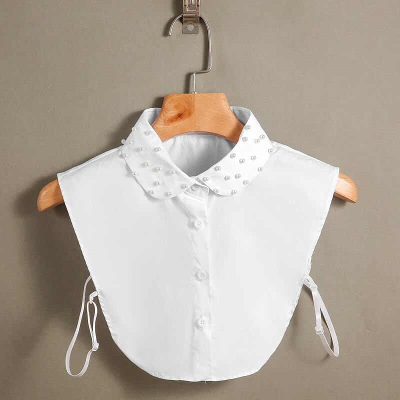 

1pc Faux Pearl Dickey Collar, White