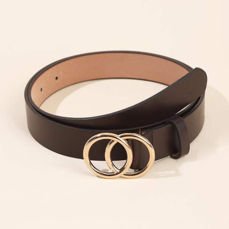 

Double O-ring Buckle Belt, Coffee brown