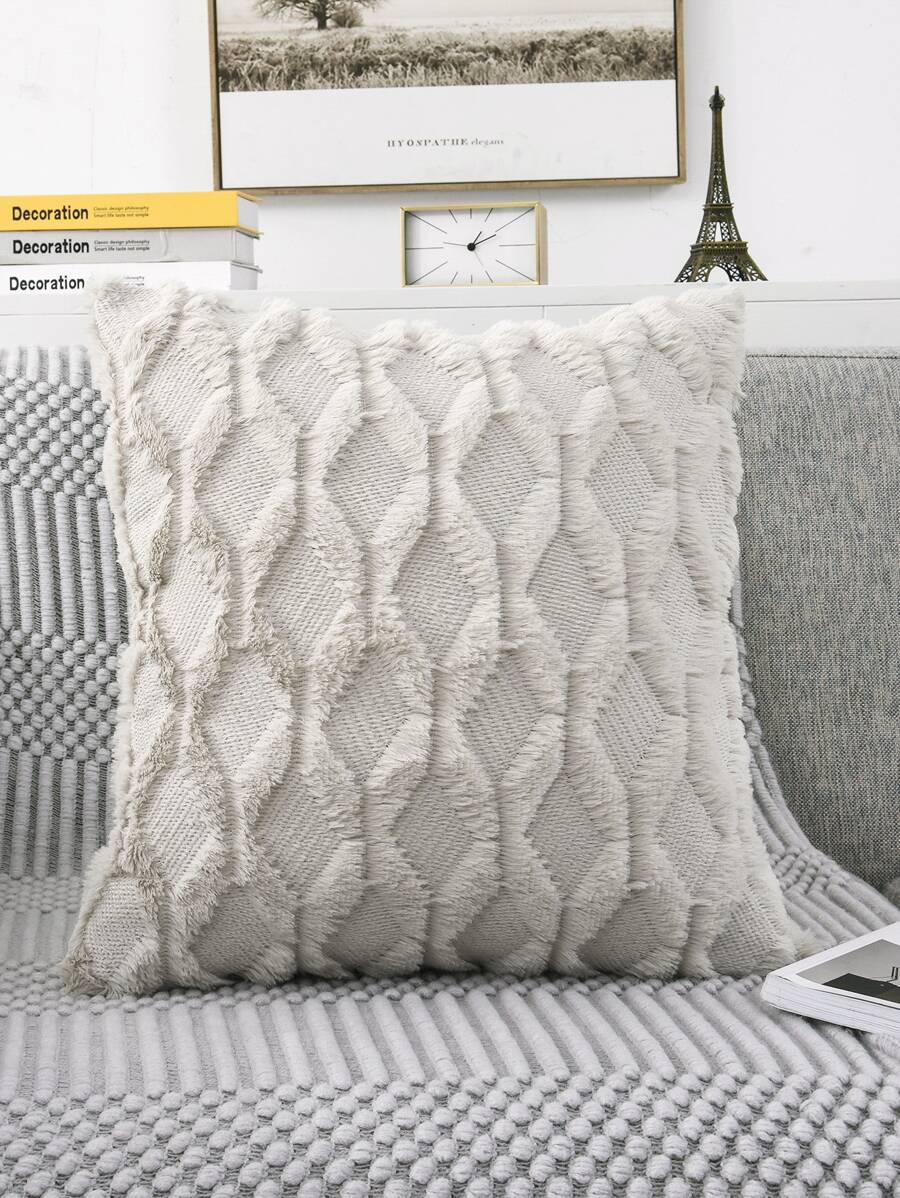 素色毛絨靠墊套不附帶墊芯 - 杏色 - 查看 1