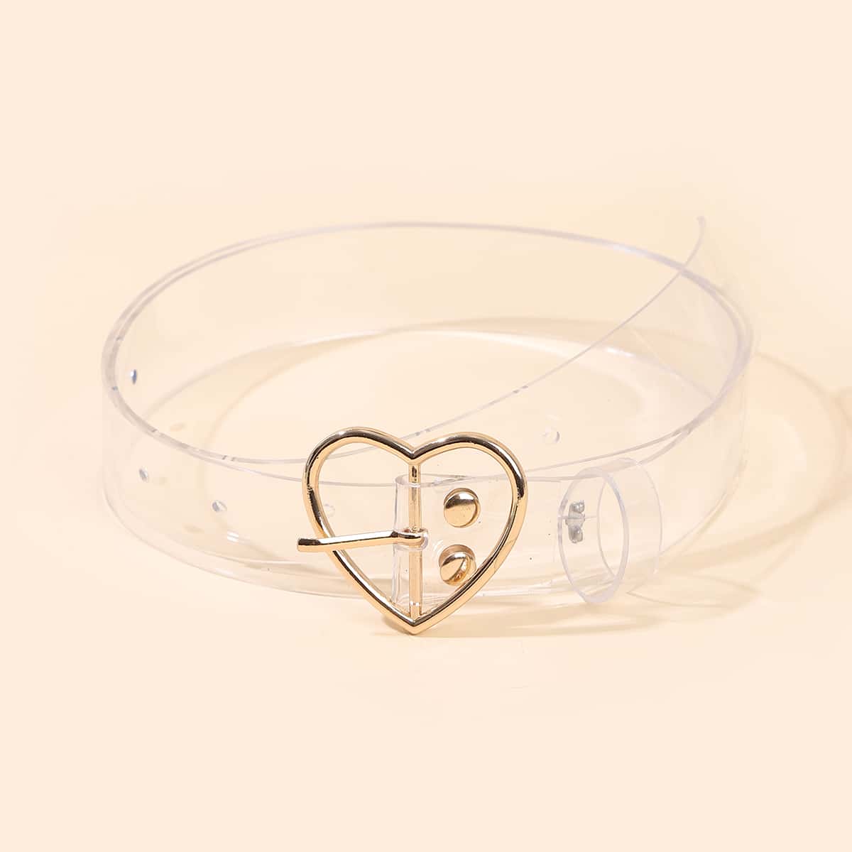 

Heart Buckle Transparent Belt, Clear