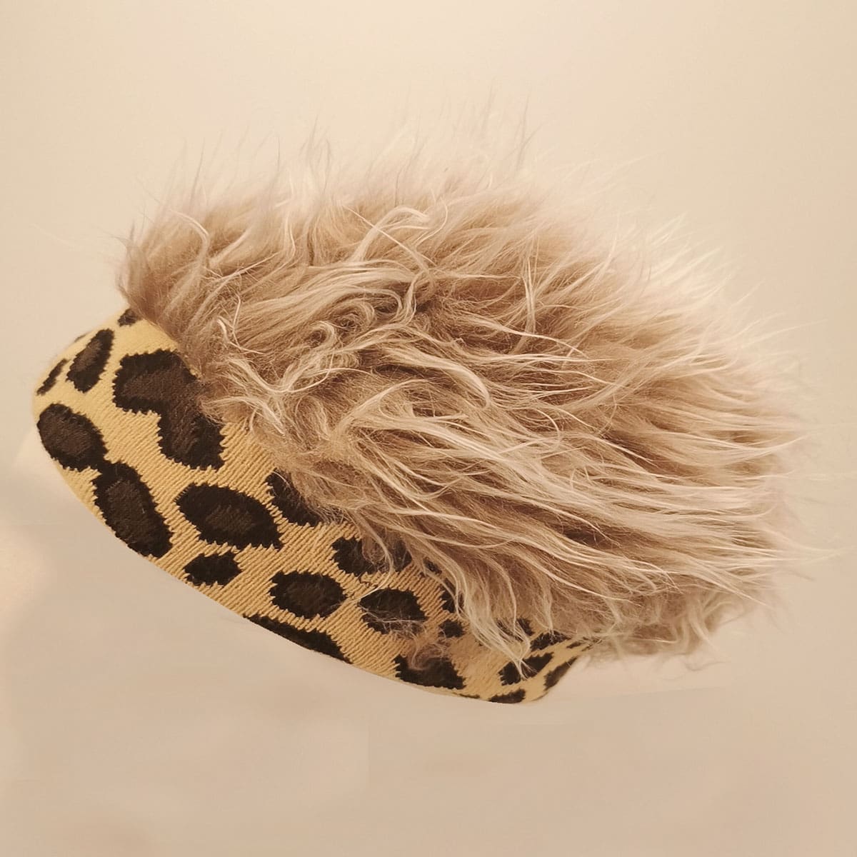 

Wig Peaked Leopard Knitted Beanie, Brown