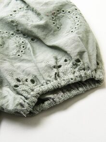 女孩棉布燒花面荷葉邊下擺娃娃洋裝 - 薄荷綠 - 查看 3