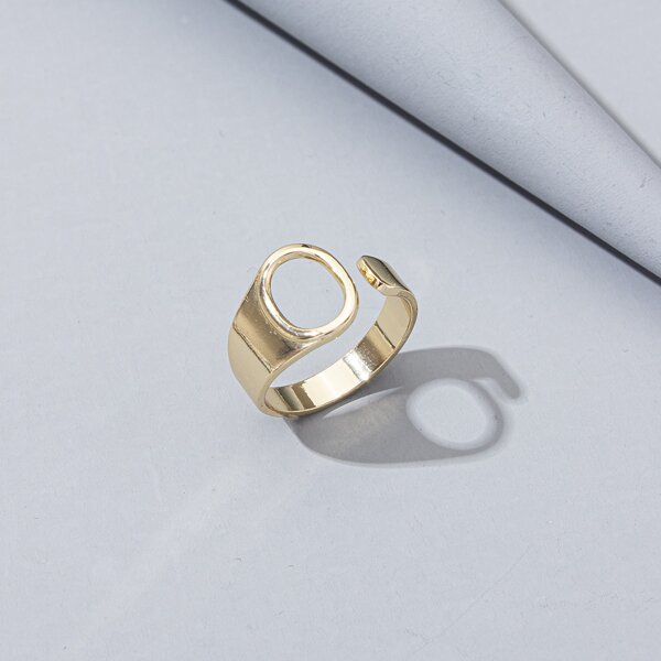 

Hollow Out Letter Decor Ring, Gold