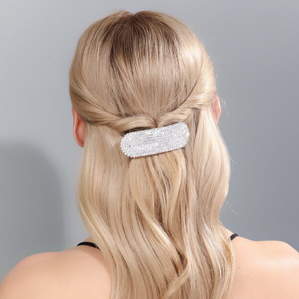 

Rhinestone Decor Hair Clip, Silver