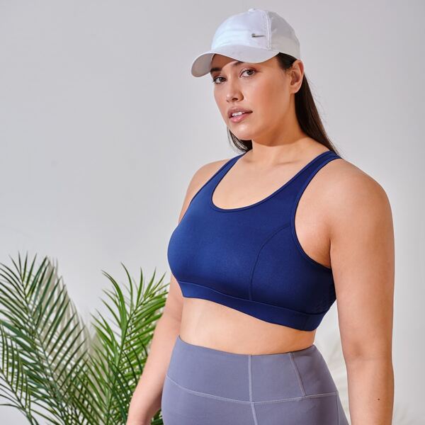 

Plus Solid Sports Bra, Navy blue