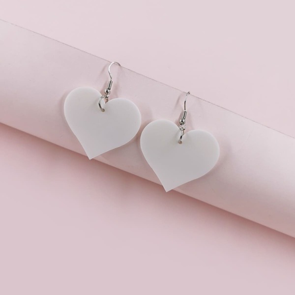 

Heart Design Drop Earrings, White