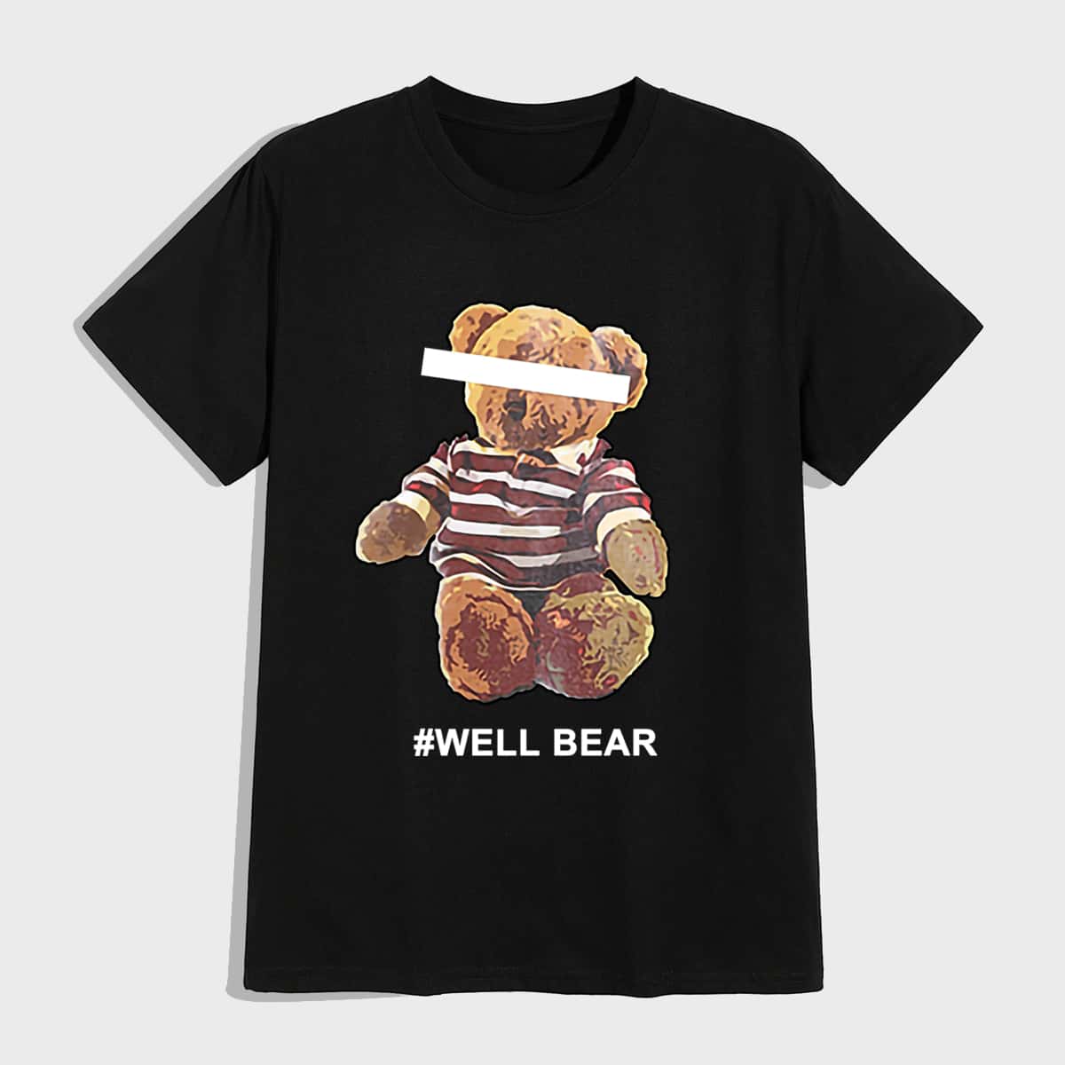 

Guys Letter Teddy Bear Graphic Tee, Black