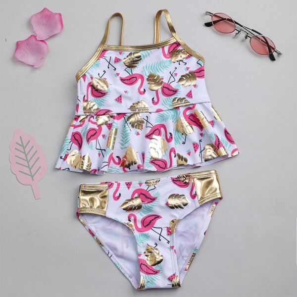 

Toddler Girls Flamingo & Tropical Bikini Swimsuit, Multicolor