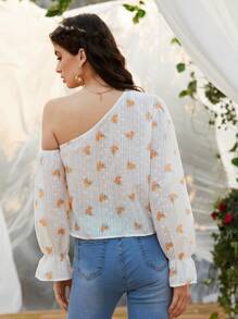SHEIN Unity Asymmetric Neck Floral Print Blouse