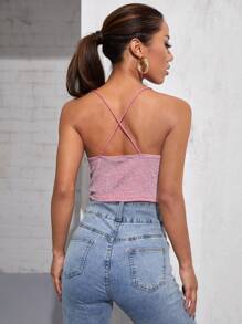 BAE Glitter Crop Cami Top & Wide Leg Pants