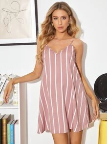 SHEIN Maternity Striped Cami Dress - Dusty Pink - View 1