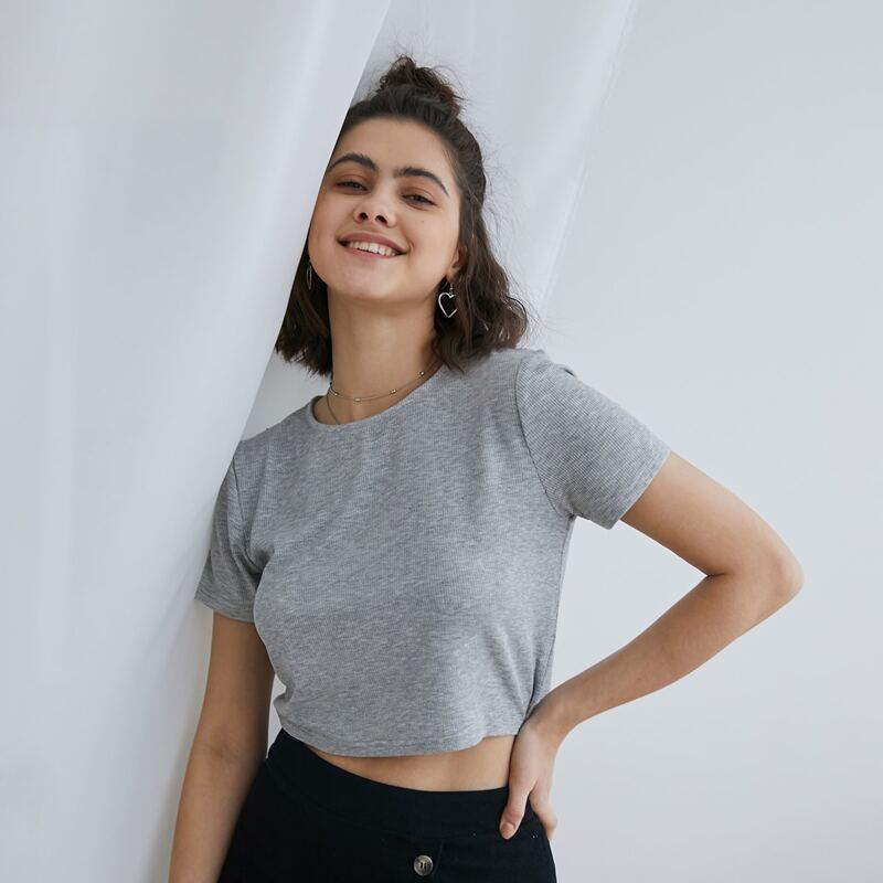 

Solid Crop Top, Light grey