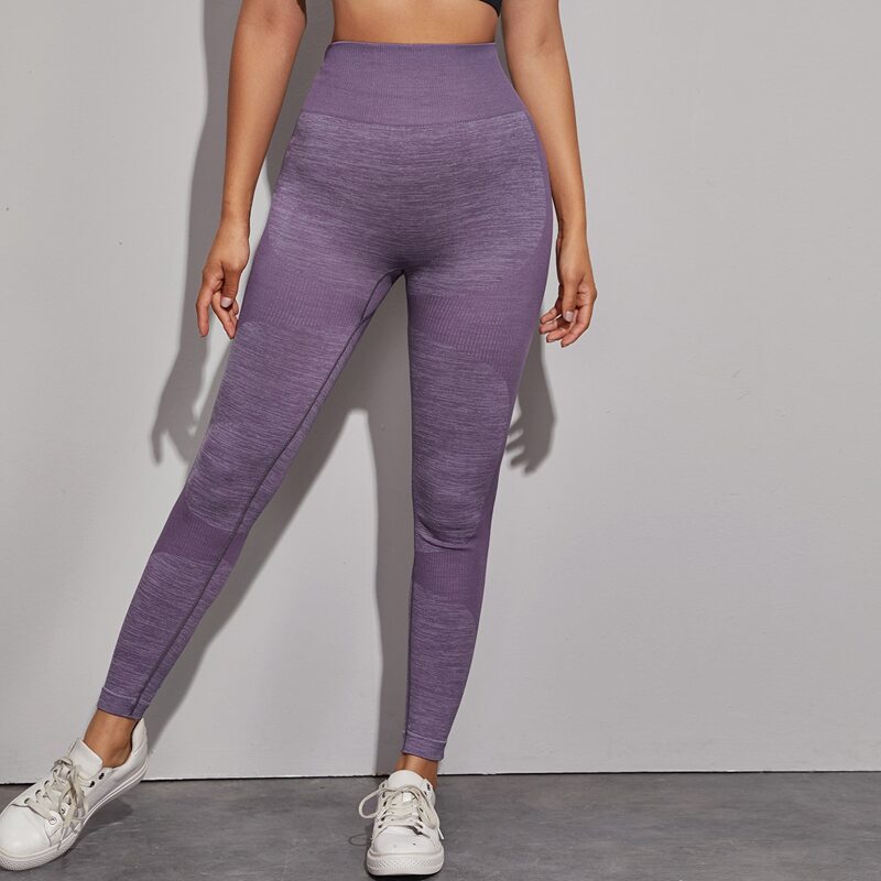 

Space Dye Wide Band Waist Sports Leggings, Purple