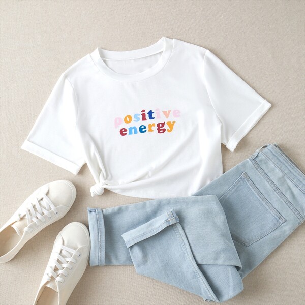

Letter Graphic Crew Neck Tee, White