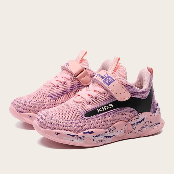

Girls Velcro Strap Knit Sneakers, Pink