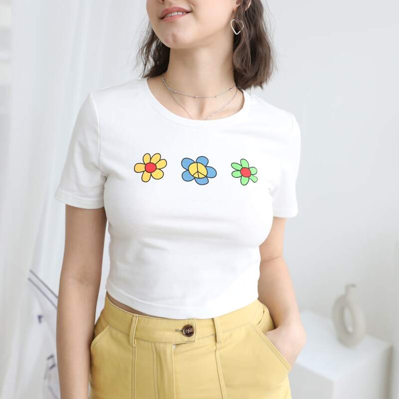 

Floral Pattern Tee, White
