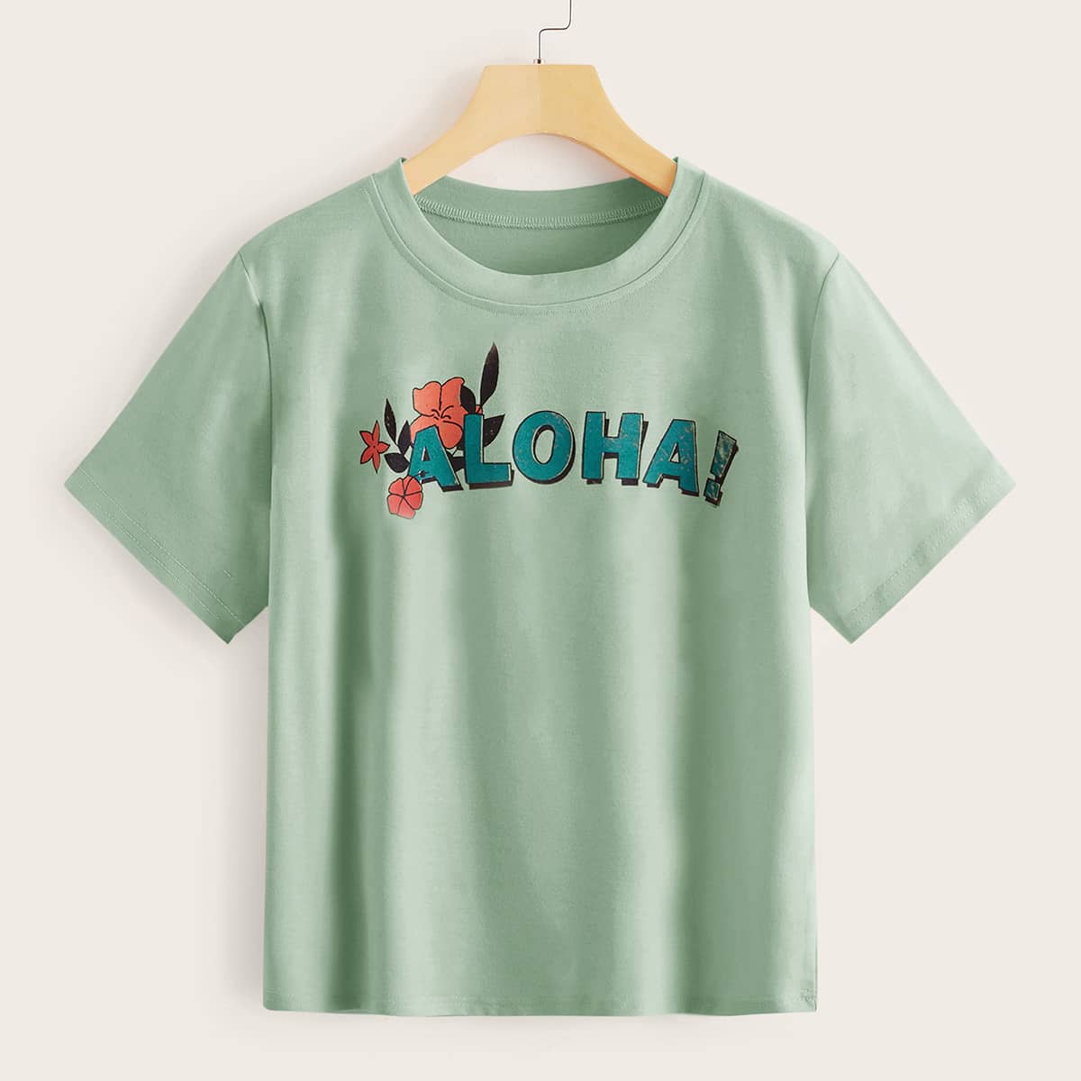 

Letter Graphic Tee, Mint green