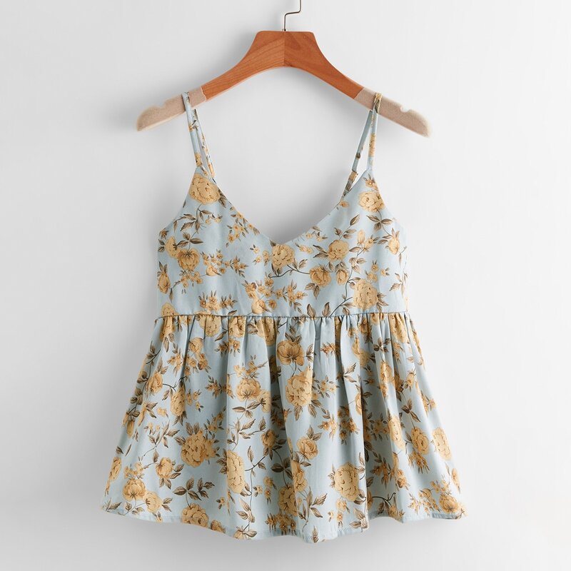 

Floral Print Peplum Cami, Multicolor
