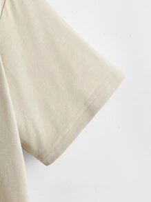 Letter Graphic Drop Shoulder Tee - Khaki - View 4