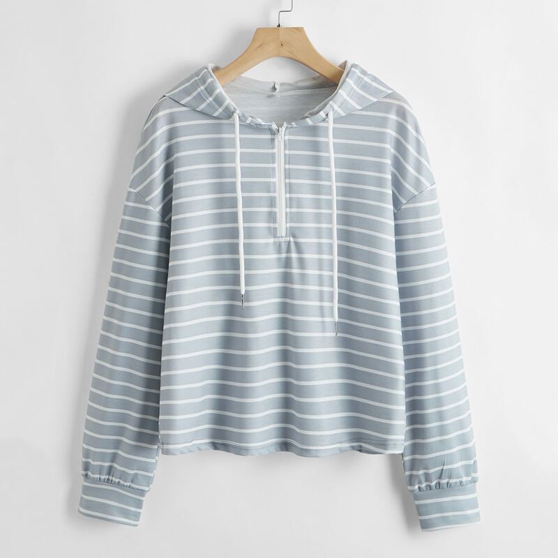 

Drop Shoulder Striped Hoodie, Multicolor