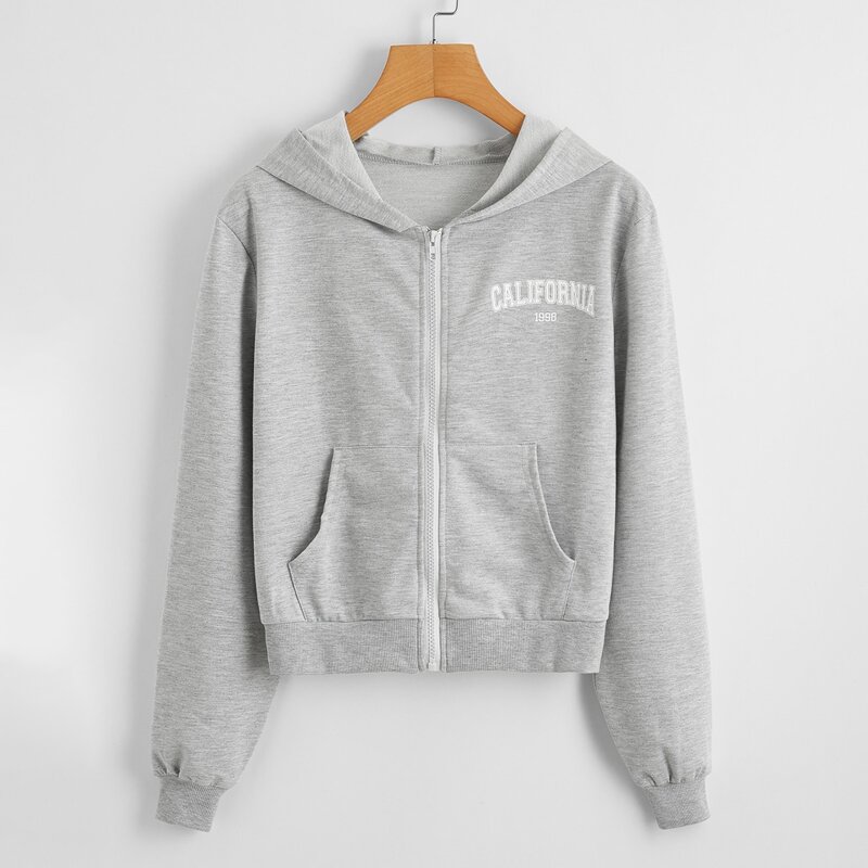 

Letter Graphic Zip Hoodie, Light grey