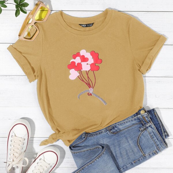 

Heart Print Tee, Khaki