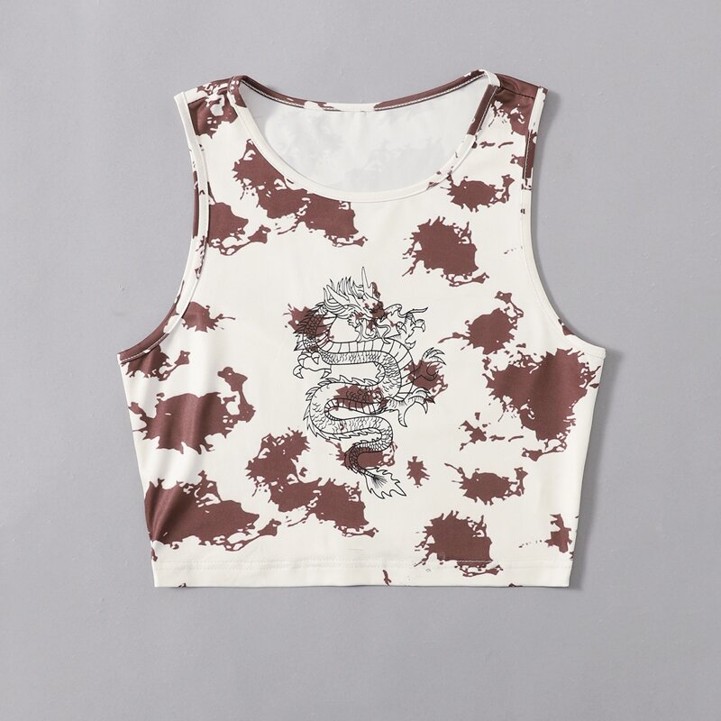 

Chinese Dragon Tie Dye Tank Top, Multicolor