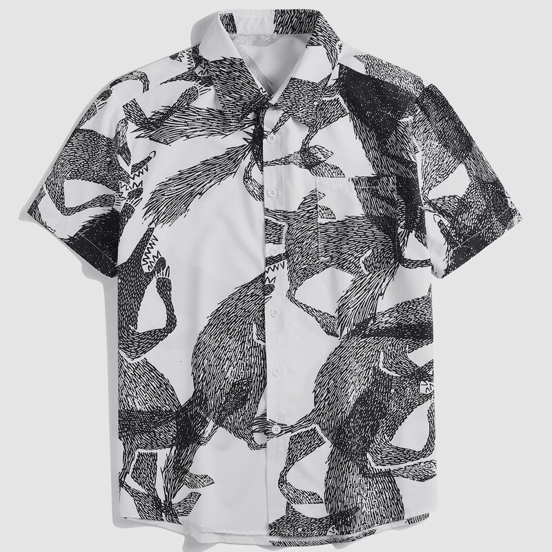 

Guys Cartoon Graphic Shirt, Black and white