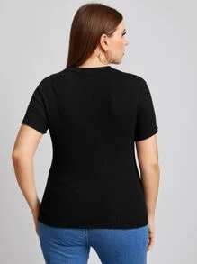 SHEIN Essnce 大碼小高領羅紋針織T恤