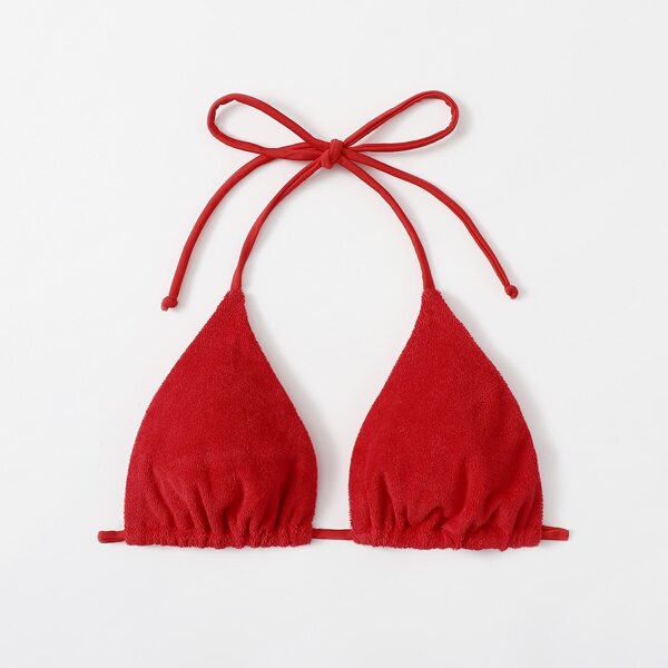 

Triangle Halter Bikini Top, Red