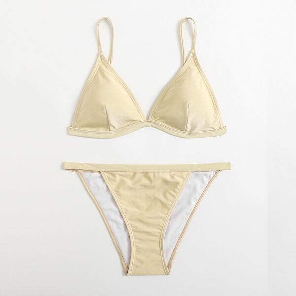 

Triangle Thong Bikini Swimsuit, Champagne