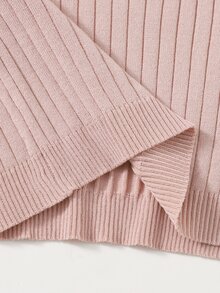 Top tejido de canalé ribete en forma de lechuga unicolor - Rosa vieja - Ver 3