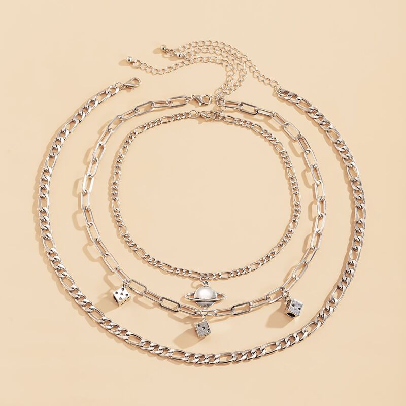 

3pcs Chain Necklace, Silver