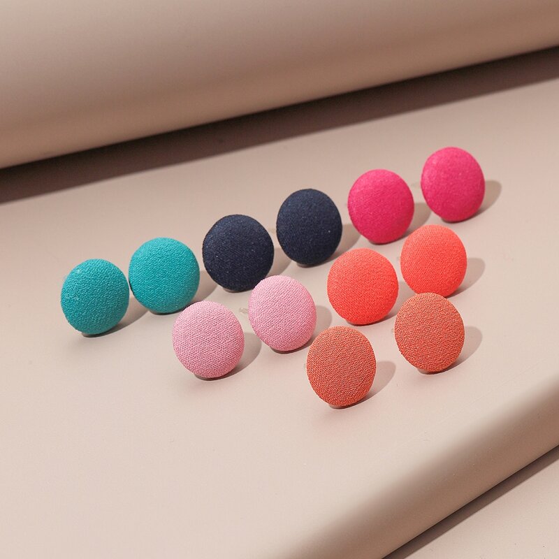 

6pairs Circle Stud Earrings, Multicolor