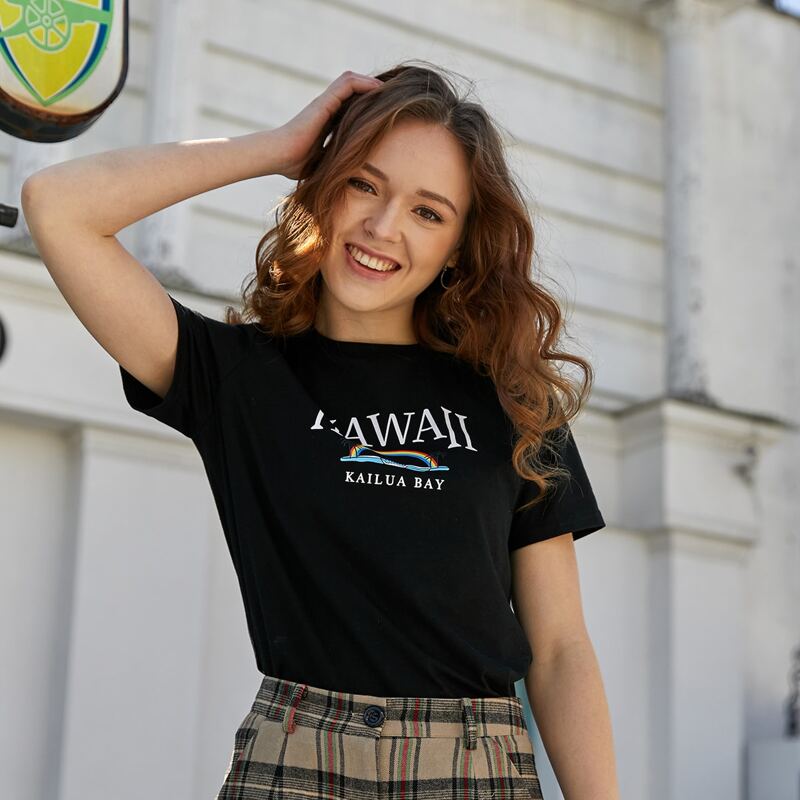 

Letter Tropical Graphic Tee, Black